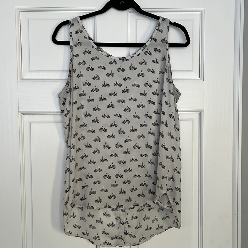 LOFT White Bicycle Print Tank Top